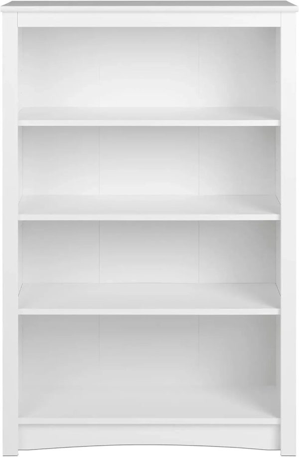 Home Office 4-Shelf Standard Bookcase 31.5 In. W X 48 In. H X 13 In. D White Bookshelf Book Living Room Furniture