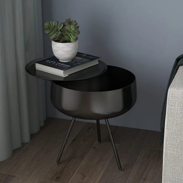 Iron Baking Paint Nightstand: Minimalist Metal Luxury Design Small Bedside Table Customizable Round Surface