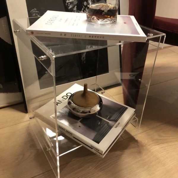 Net Celebrity Fashionable Acrylic Sofa Bedside Table, Customizable Size Acrylic Storage Cabinet Ins