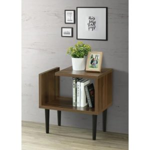Mid Century Modern End Table with Wood Legs