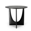 Minimalist Nordic Style Solid Wood Round End Table with Geometric Wood Legs Base Small Round Bedside Table Retro coffee table