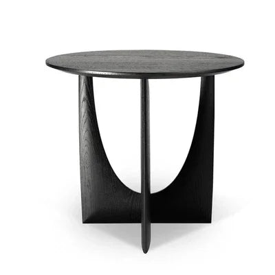 Minimalist Nordic Style Solid Wood Round End Table with Geometric Wood Legs Base Small Round Bedside Table Retro coffee table