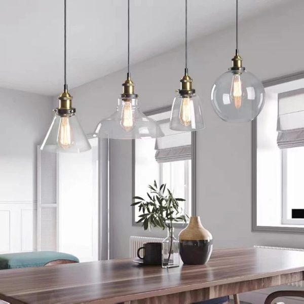 Modern Glass Pendant Light for Kitchen Dining Room Restaurant Bedroom Vintage Gray US Table Bedside Hanging Lamp Lighting Bar