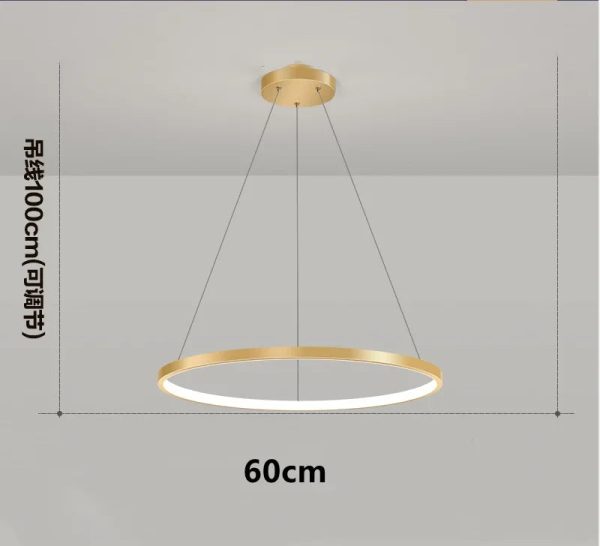 Modern Minimalist Ring LED Pendant Light for Living Dining Room Kitchen Black Chandelier Home Decor Indoor Hanging Light Fixture