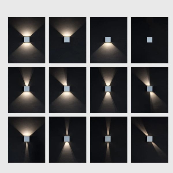 Modern Outdoor Waterproof Wall Lamp Square White Black Gray Aluminum Exterior Wall Lamp Outdoor Garage Porch Wall Light Fixtures