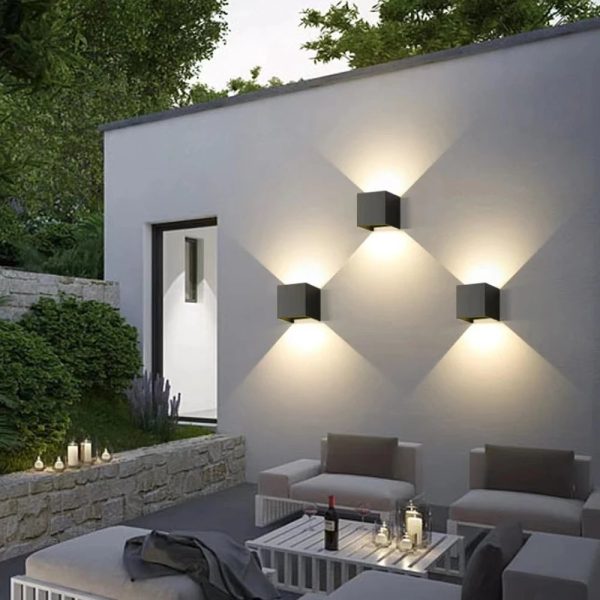 Modern Outdoor Waterproof Wall Lamp Square White Black Gray Aluminum Exterior Wall Lamp Outdoor Garage Porch Wall Light Fixtures