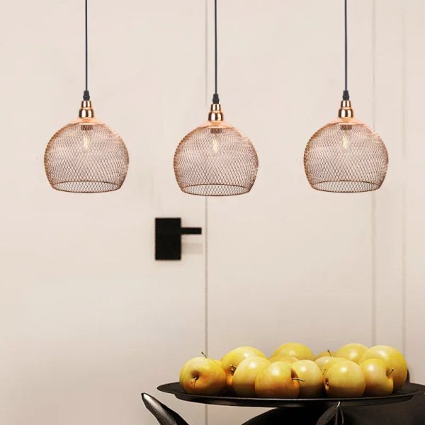 Modern Simple Light Fixture Nordic Restaurant Bar Lighting Living Room Walkway Retro Rose Gold Bird Cage Creative Chandelier