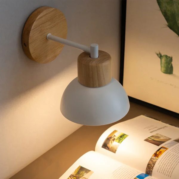 Nordic LED Wall Lamp Wood Iron Lighting Fixture Guest Room Balcony Staircase Wall Sconce Bedroom Bedside Room Decor Illumination