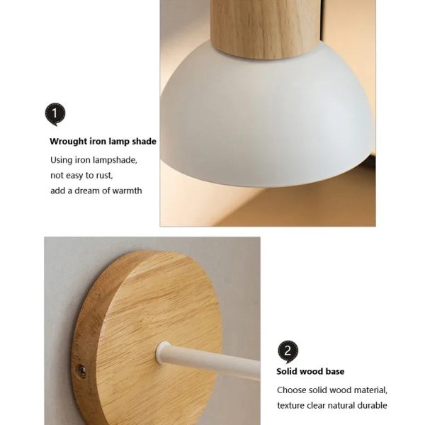 Nordic LED Wall Lamp Wood Iron Lighting Fixture Guest Room Balcony Staircase Wall Sconce Bedroom Bedside Room Decor Illumination