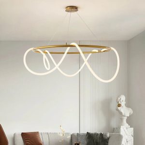 Nordic Luxury Hanging Light Hose LED Pendant Chandelier High Brightness for Living Room Dining Room Bedroom Decor Ornament