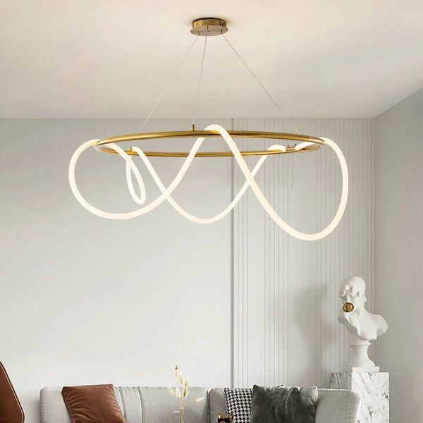 Nordic Luxury Hanging Light Hose LED Pendant Chandelier High Brightness for Living Room Dining Room Bedroom Decor Ornament
