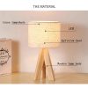 Nordic Wood Table Lamp Bedside Eye Protection Desk Lamp E27 Log Fabric Beige Lampshade LED Bedroom Study Room Decor Home Fixture