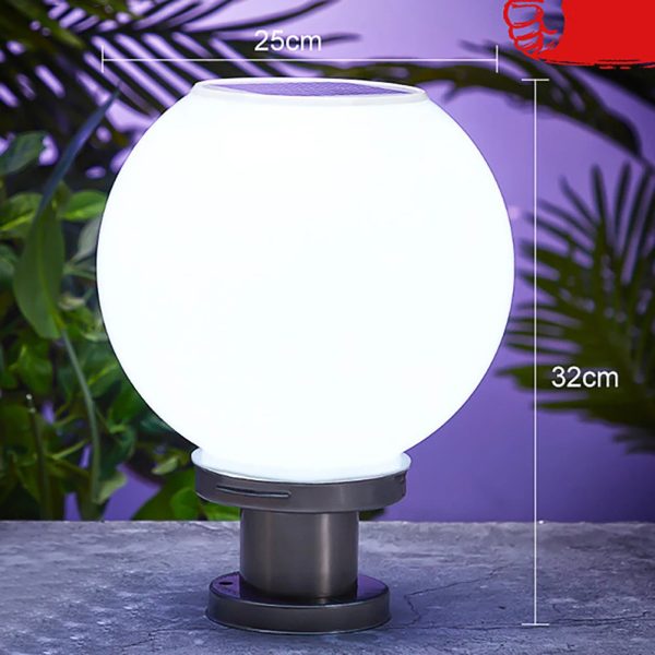 Outdoor Post Light Fixtures Solar Powered Waterproof Courtyard Garden Lawn Street Lights Round Ball Lamp Lighting Fixture