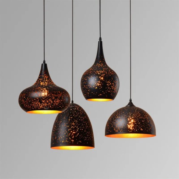 Retro Etched Lampshade Wrought Iron Chandelier Dining Island Living Room Bar Loft Industrial Style LED E27 Lighting Fixture