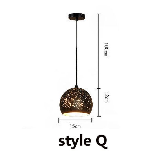 Retro Etched Lampshade Wrought Iron Chandelier Dining Island Living Room Bar Loft Industrial Style LED E27 Lighting Fixture