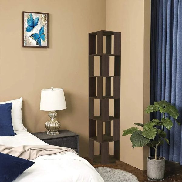 Rotating Bookshelf, 6 Tier Rotating Bookshelf, Floor Rack Simple Bookcase Student Multi-Function Creative Bookshelf