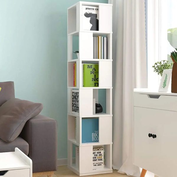Rotating Bookshelf, 6 Tier Rotating Bookshelf, Floor Rack Simple Bookcase Student Multi-Function Creative Bookshelf