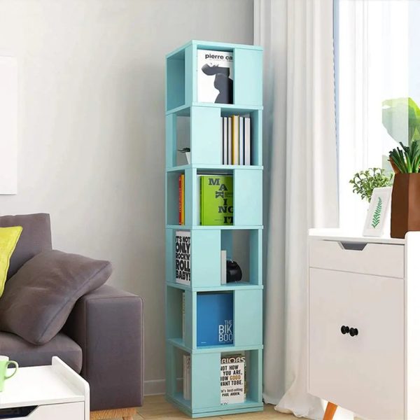 Rotating Bookshelf, 6 Tier Rotating Bookshelf, Floor Rack Simple Bookcase Student Multi-Function Creative Bookshelf