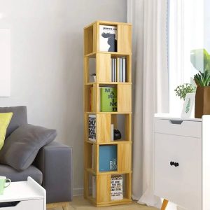 Rotating Bookshelf, Floor Rack Simple Bookcase Student Multi-Function Creative Bookshelf for Living Room