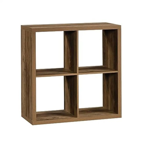 4-Cube Organizer Storage Bookcase Rural Pine Finish Shelf Office Bedroom Living Room Hallway Adult Rectangular Organizer Storage