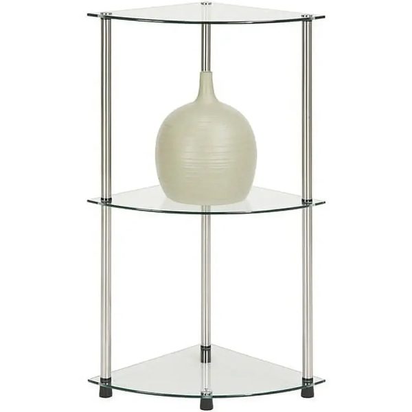 No Tools 3 Tier Corner Shelf, Multiple Colors