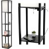 Simple Designs LF1037-BLK Floor Lamp Etagere Organizer Storage Shelf with 2 USB Charging Ports, 1 Charging Outlet and Linen