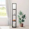Simple Designs LF1037-BLK Floor Lamp Etagere Organizer Storage Shelf with 2 USB Charging Ports, 1 Charging Outlet and Linen
