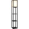 Simple Designs LF1037-BLK Floor Lamp Etagere Organizer Storage Shelf with 2 USB Charging Ports, 1 Charging Outlet and Linen