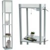 Simple Designs LF1037-BLK Floor Lamp Etagere Organizer Storage Shelf with 2 USB Charging Ports, 1 Charging Outlet and Linen