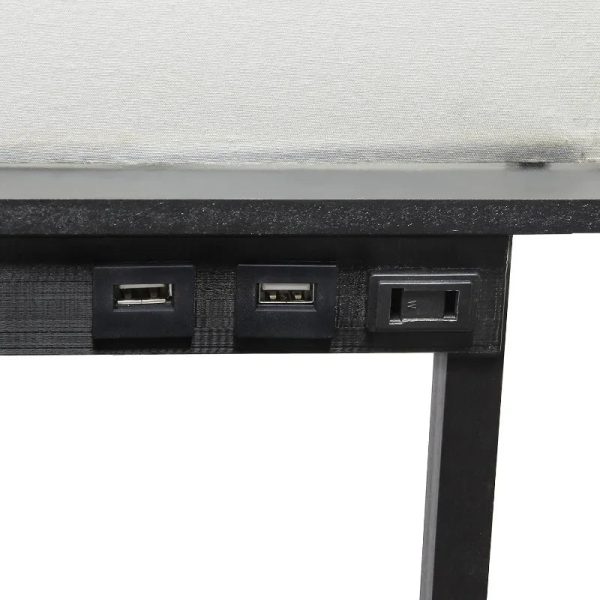 Simple Designs LF1037-BLK Floor Lamp Etagere Organizer Storage Shelf with 2 USB Charging Ports, 1 Charging Outlet and Linen