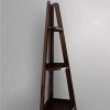 Solid Pine Espresso Corner Ladder 5-Shelf Bookcase Durable Wood Construction Maximizes Storage 16"x16"x72" Bedroom & Study Room