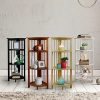 Space-saving Black Corner Bookcase Foldable 4-Tier Wood Shelf Office Living Room Decor
