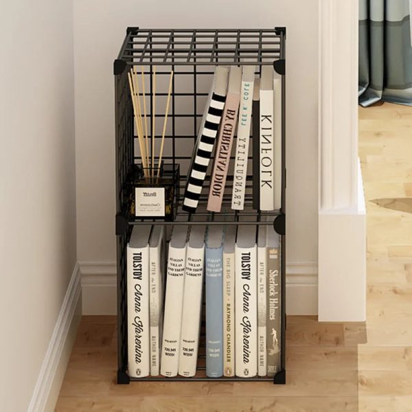 Stackable Wire Cubes Storage Organizer Bookcase DIY Wire C Grids Storage Shelves Cabinet Closet Metal Bookshelf for Home Office