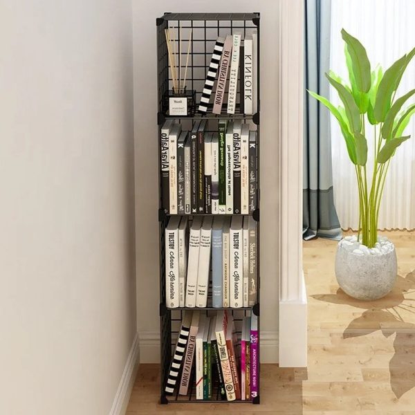 Stackable Wire Cubes Storage Organizer Bookcase DIY Wire C Grids Storage Shelves Cabinet Closet Metal Bookshelf for Home Office