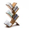 Tree Bookshelf, 8-Tier Space-Saving Corner Bookcase, Holds Books, CDs, Games, for Bedroom, Living Room, Rustic Brown