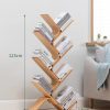 Tree Bookshelf, 8-Tier Space-Saving Corner Bookcase, Holds Books, CDs, Games, for Bedroom, Living Room, Rustic Brown