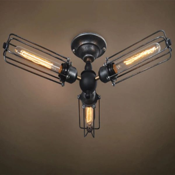Vintage Industrial Barn Metal Cage Ceiling Lamp Flush Mount Steampunk Edison Hanging Light Mini Art Chandelier 110V/220V/230V