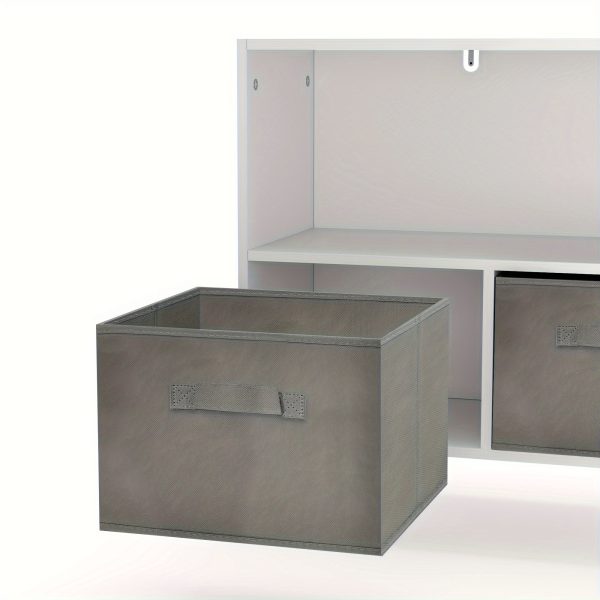 1pc Collapsible Fabric Drawer Bookcase - Stylish Book & Toy Storage Organizer - Space-Saving Design, White/Gray for Home or Kids Room