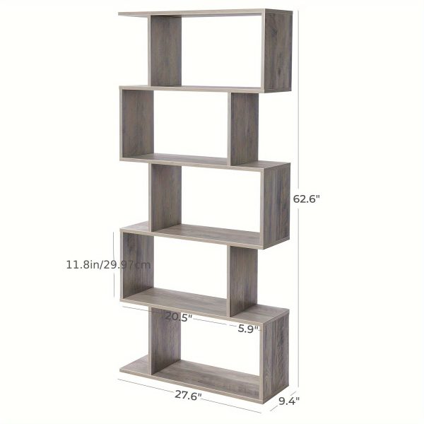 5-Tier Wooden Bookshelf Room Divider - Stylish Storage & Decorative Partition - Spacious Shelves for Bedroom, Office Organization