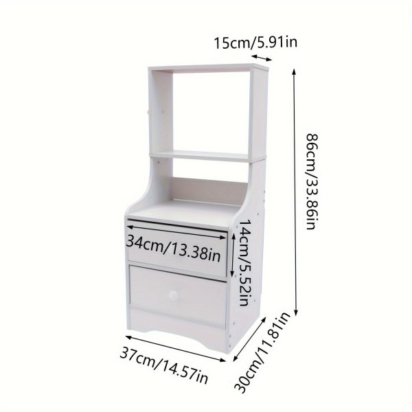 Bedside Table with Storage Shelf - Modern Tall Nightstand for Bedrooms and Living Rooms