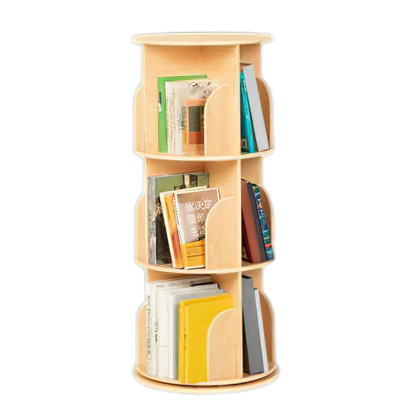 New Wooden Rotating Bookshelf Kids Montessori revolving Bookcases Storage Decoration