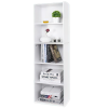5-Tier Bookshelf Narrow Bookcase Wood Cube Storage Freestanding Open Shelf White