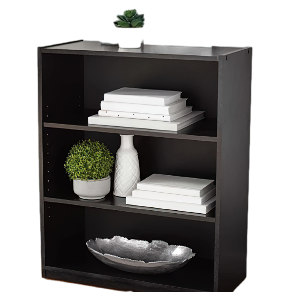 3-Shelf Bookcase with Adjustable Shelves, black