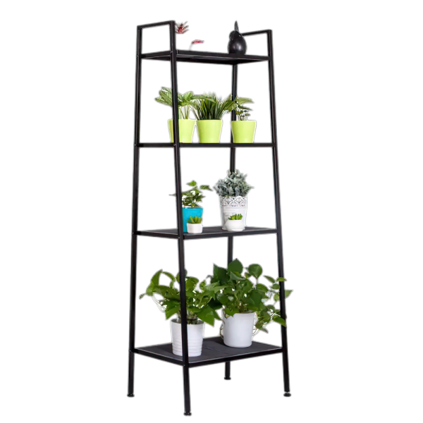 4 Tier Bookshelf Indoor Flower Pot Stand Modern Ladder Book Shelf Multifunction Bookcase Storage Rack Indoor Outdoor Organizer