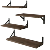 4pcs Rustic Wood Floating Shelves - Durable Storage Solution with Aesthetic Charm - Perfect for Wall Decor in Bathroom, Bedroom & Living Room
