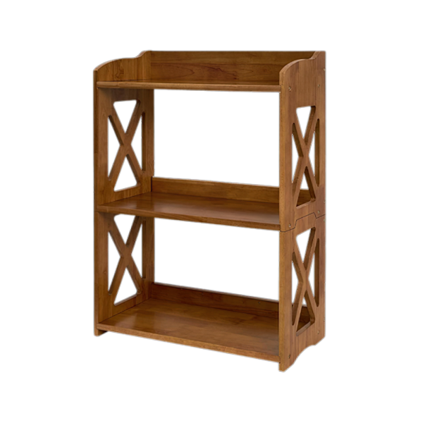 Natural Wood Bookcase, 3 Tier Bookshelf, Freestanding Display Storage Shelves Open Bookshelf for Bedroom, Living Room and Office (Standard, Brown)