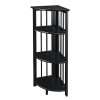 Space-saving Black Corner Bookcase Foldable 4-Tier Wood Shelf Office Living Room Decor