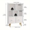 3-level wooden 7-cell bookcase, white minimalism, legged bookcase, open bookcase, nursery children's bookcase and toy storage, freestanding standing cubicle storage rack