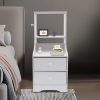 Bedside Table with Storage Shelf - Modern Tall Nightstand for Bedrooms and Living Rooms