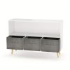 1pc Collapsible Fabric Drawer Bookcase - Stylish Book & Toy Storage Organizer - Space-Saving Design, White/Gray for Home or Kids Room